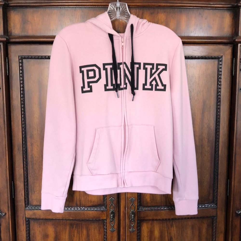 VS Pink Pink Zip Up Hoodie Sweatshirt Size M